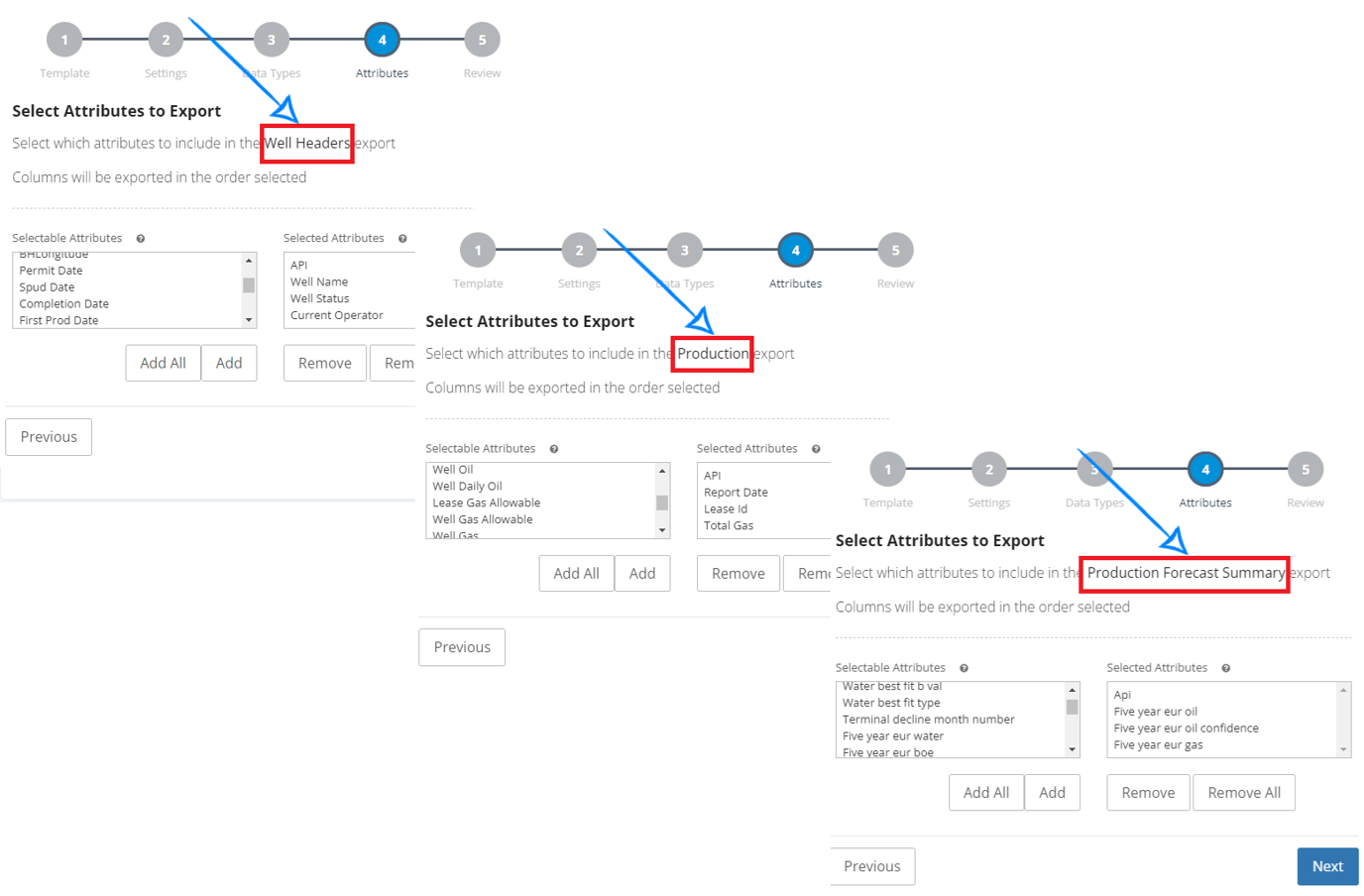 How do I save my export configuration as a template?
