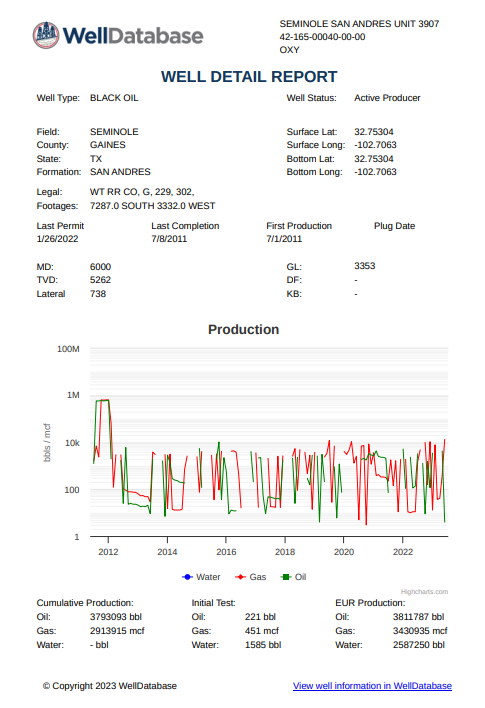 Well Detail Report